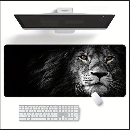 70X30 CM ASLAN TEMALI KAYDIRMAZ TABAN SPEED YÜZEY OYUNCU MOUSE PAD GAMİNG
