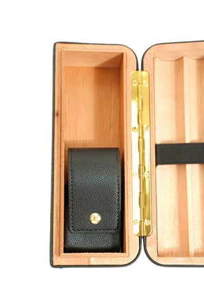 Cohiba Dahili Çakmak Siyah Deri Puro Taşıma Çantası & Seyahat Humidoru