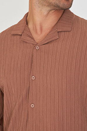 Erkek Düşük Omuz Bürümcük Desen Oversize Apaç Uzun Kol Yaka Gömlek