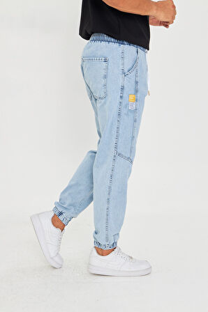 Erkek Parçalı Desen Yan Etiketli Paça Lastikli Bel Bağcıklı Pantolon 720