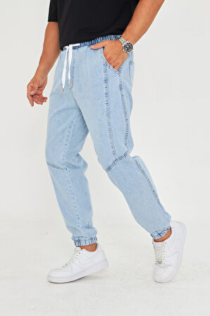 Erkek Parçalı Desen Yan Etiketli Paça Lastikli Bel Bağcıklı Pantolon 720