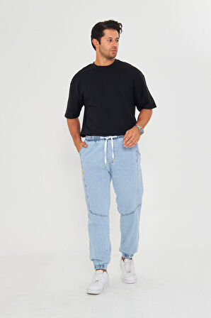 Erkek Parçalı Desen Yan Etiketli Paça Lastikli Bel Bağcıklı Pantolon 720