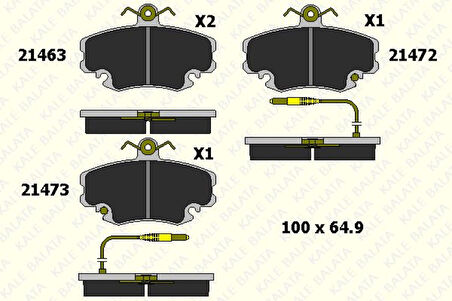 Renault On Fren Balatası Dacıa Logan 06>12 Renault R9-11-19-21 Symbol II 08> Clio I 98>03 Megane I 96>03  1. - Kale B 21463 182 34 Ans