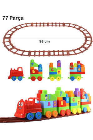 Play Blox Oyuncak Tren Seti 77 Parça Sayılar ve Alfabe Treni Parlak Renkler Mega Blok Seti 2397