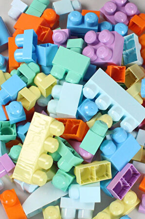 Play Blox 2946 Pastel Renkler Mega Blok Seti 83 Parça Mavi Çantalı