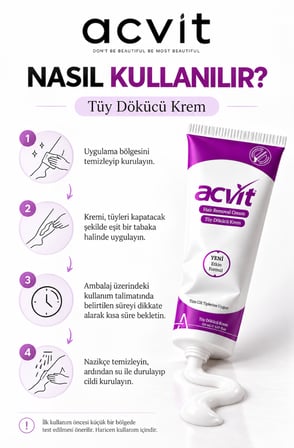 Acvit Tüy Dökücü Krem 150 Ml Konforlu Kullanım İle İ̇Stenmeyen Tüylerden Hızla Kurtulun