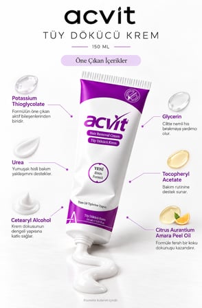 Acvit Tüy Dökücü Krem 150 Ml Konforlu Kullanım İle İ̇Stenmeyen Tüylerden Hızla Kurtulun