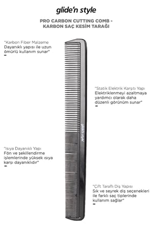 Pro Carbon Cutting Comb - Karbon Saç Kesim Tarağı