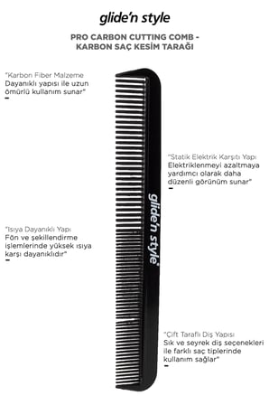 Pro Carbon Cutting Comb - Karbon Saç Kesim Tarağı