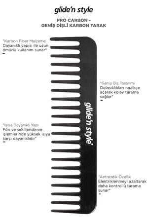 Pro Carbon - Geniş Dişli Karbon Tarak