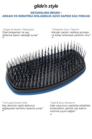 Detangling Brush - Argan ve Keratinli Dolaşıklık Açıcı Sapsız Saç Fırçası