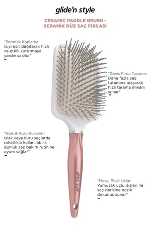 Ceramic Paddle Brush - Seramik Düz Saç Fırçası
