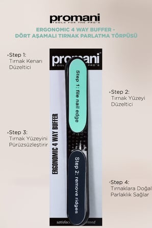 Ergonomic 4 Way Buffer -  Dört Aşamalı Tırnak Parlatma Törpüsü