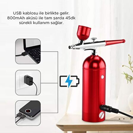 Rox 0068 Entegre Kompresörlü Akülü Airbrush Mini Boya Tabancası