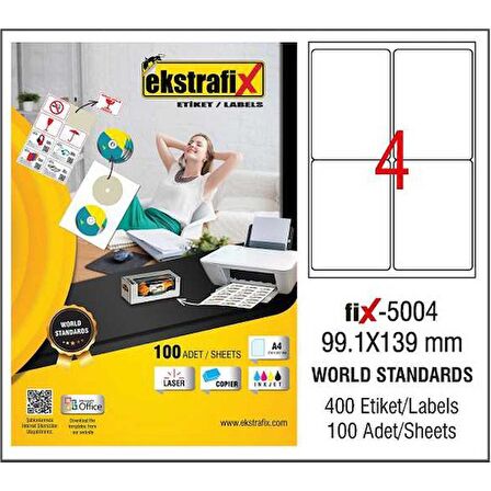 EKSTRAFİX FİX-5004 LAZER ETİKET 99,1X139 mm