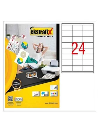 Ekstrafix Şeffaf Lazer Etiket A4 70X35Mm 24Lü 5324Tr