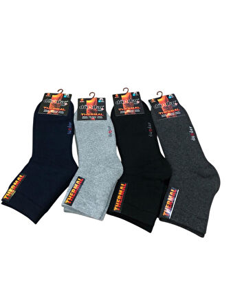 4 Lü Dündar Erkek Termal Havlu Kışlık Dikişsiz Konç Patik Çorap 40 - 44 No