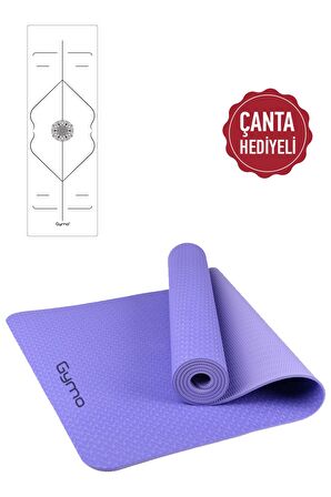 Gymo Hizalamalı 6mm TPE Yoga Matı Pilates Minderi Lila