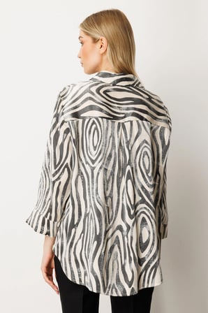 30423 Zebra Desenli Düğmeli Gömlek