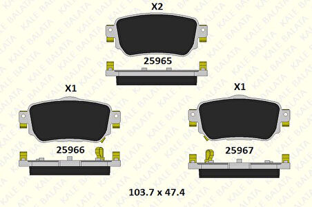 Nissan Arka Fren Balatası Qashqaı 2013> Renault Kadjar 2015> - Kale B 25965 151 05 Ans