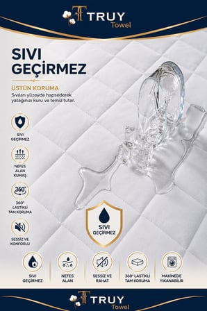 TRUYTOWEL Sıvı Geçirmez Pamuklu Lastikli Yatak Alezi Nefes Alabilen Yatak Koruyucu Beyaz