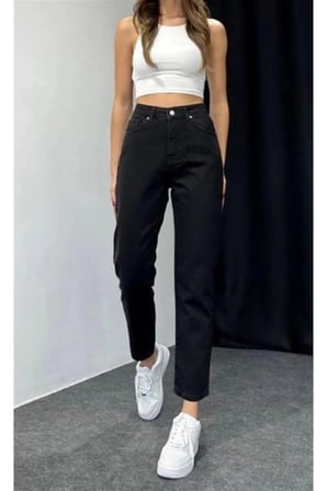 Çnr Kadın Yüksek Bel Mom Jeans Likralı Esnek Kot Pantolon Yeni Hsn