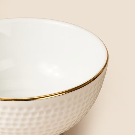 İpek Golf Kase - Kırık Beyaz / Gold - 10 cm