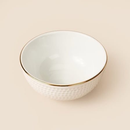 İpek Golf Kase - Kırık Beyaz / Gold - 10 cm