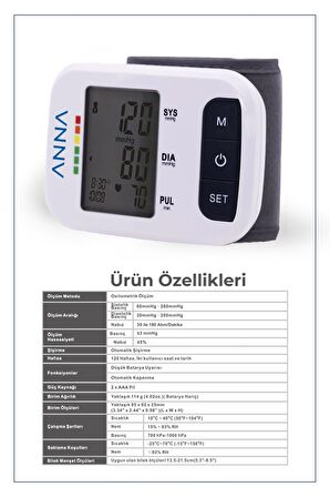 ANNA B1 COMFORT BİLEKTEN ÖLÇER TANSİYON ALETİ TÜRKÇE KONUŞAN