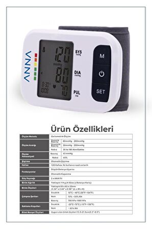 ANNA B2 COMFORT DİJİTAL BİLEKTEN ÖLÇER TANSİYON ALETİ