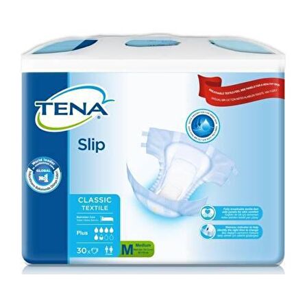 Tena Slip Classic Textile Plus Medium 30'lu Yetişkin Bezi 