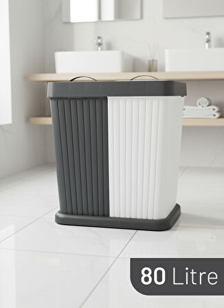 Kapris Twins Modern İki Bölmeli Kirli Çamaşır Sepeti ST-288