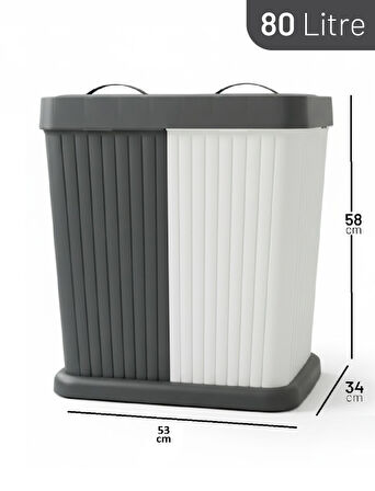 Kapris Twins Modern İki Bölmeli Kirli Çamaşır Sepeti ST-288