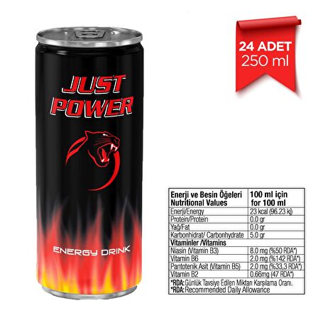 Just Power Energy Drink 24 x (250 ML.) Enerji İçeceği