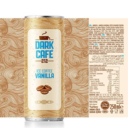 Dark Coffee Ice Coffee Vanilla 12 X 250 ml Soğuk Kahve