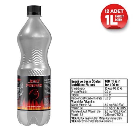 Just Power Energy Drink 12 x (1 LT) Enerji İçeceği