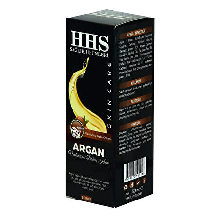 Hhs Argan Karma ve Yağlı Ciltler İçin Su Bazlı Yağsız Nemlendirici Yüz Bakım Kremi 150 ml