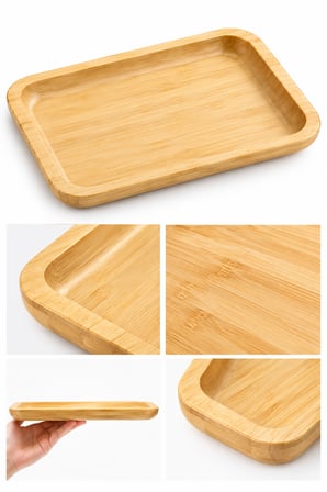 2 Adet Bölmeli Bambu Çerezlik Ve Sunumluk (17X10X1.9 Cm)