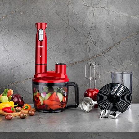 Schafer Chef Blend Mega 1500 W Set Mikser Kırmızı