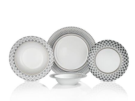 Schafer Alize 24 Parça 6 Kişilik Modern Yuvarlak Porselen Yemek Takımı 