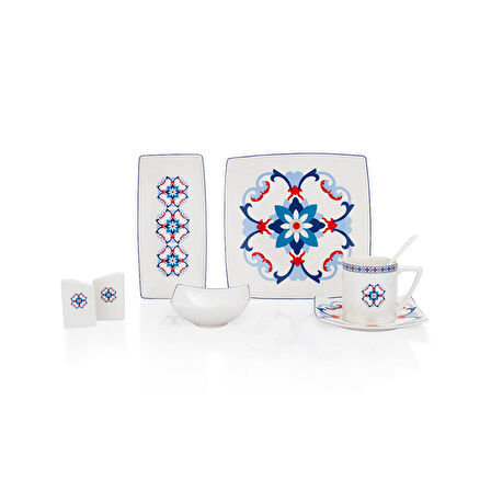 Schafer Day 32 Parça 6 Kişilik Kahvaltı Takımı Mavi