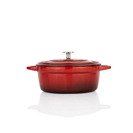 Schafer Guss Chef Döküm Derin Tencere 20Cm-2 Parça-Kırmızı