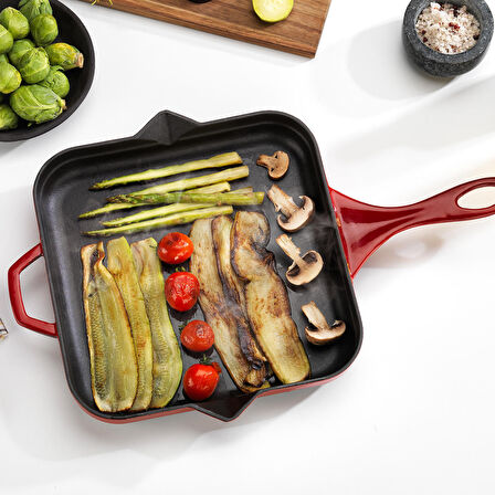 Schafer Guss Chef Döküm Kare Kızartma Tavası 28x28Cm-1 Parça