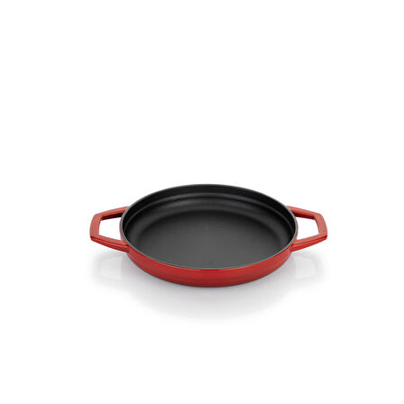 Schafer Guss Chef Döküm Sahan Çift Kulplu 22 Cm-1 Parça-Kırmızı