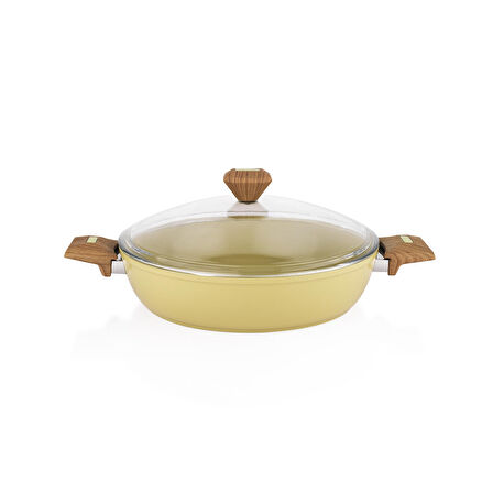 Schafer Fiesta Seramik Basık Tencere 30 Cm-Yeşil