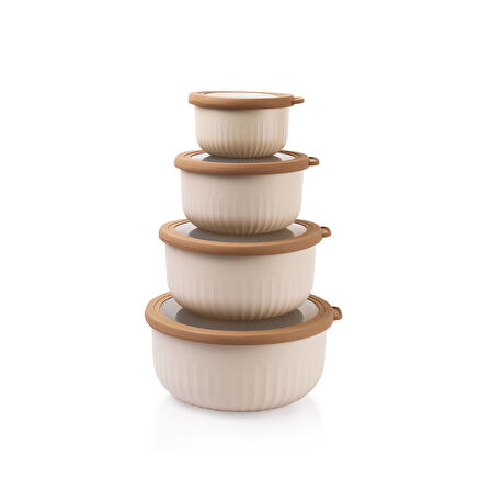 Schafer Ashley 4 lü Yuvarlak Saklama Kabı-Krem