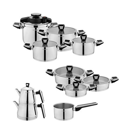 Schafer Premium Çelik Çeyiz Seti 18 Parça-Inox