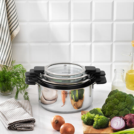 Schafer Iconic Çelik Tencere Seti 6 Parça-Inox