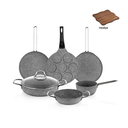 Schafer Breakfast Pişirme Seti 7 Parça-Gri