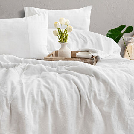 Schafer Home Etamine Pamuk ÇK Nevresim Takımı 4 Parça-Beyaz